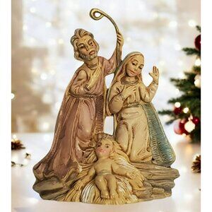 Vintage Nativity Mary Joseph Baby Jesus Figurine 3.25" Italy Holy Family Manger